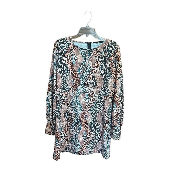 Boohoo Animal Print Puff Sleeve Shift Dress Sz 12 NWT - Picture 1 of 8